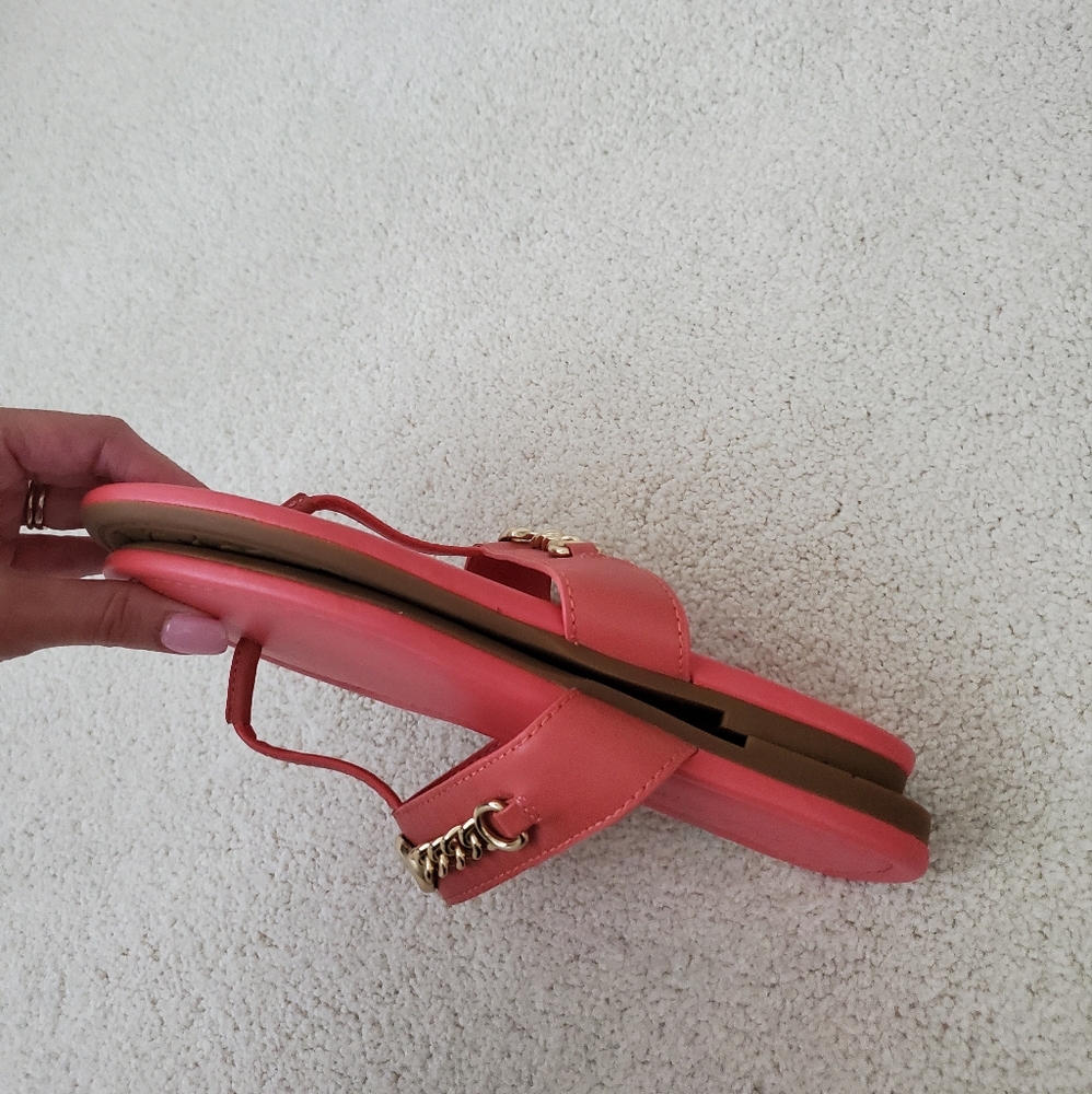 Coach Jaclyn Leather with Gold Sandals Coral sz6 - Picture 10 of 16